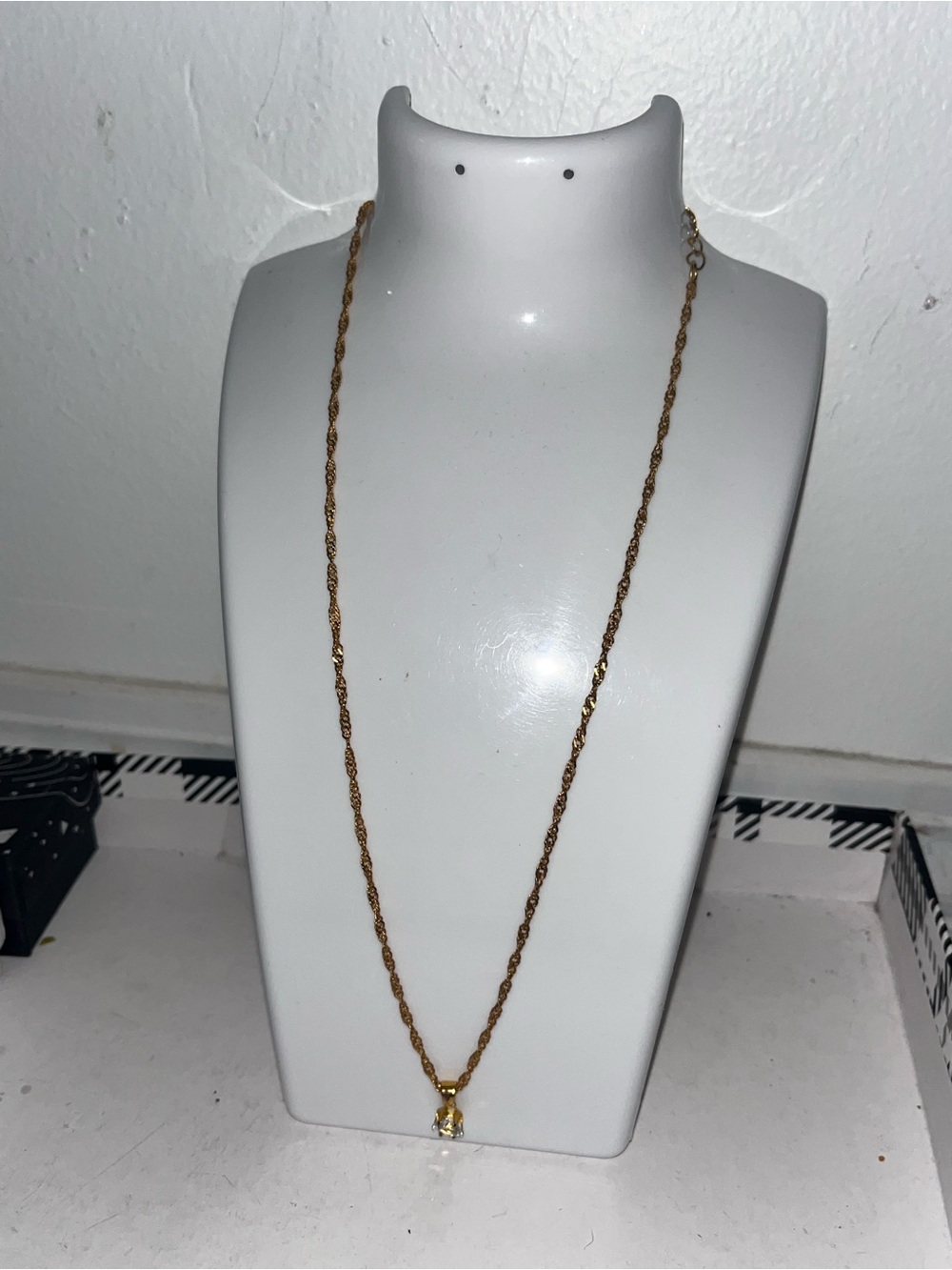Aethelred Gold Rope Chain Necklace with Solitaire Pendant - Gold - Picture 3 of 10